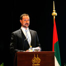 Kronprins Haakon holder innlegg under næringslivsseminaret på Emirates Palace i Abu Dhabi (Foto: Lise Åserud / Scanpix)